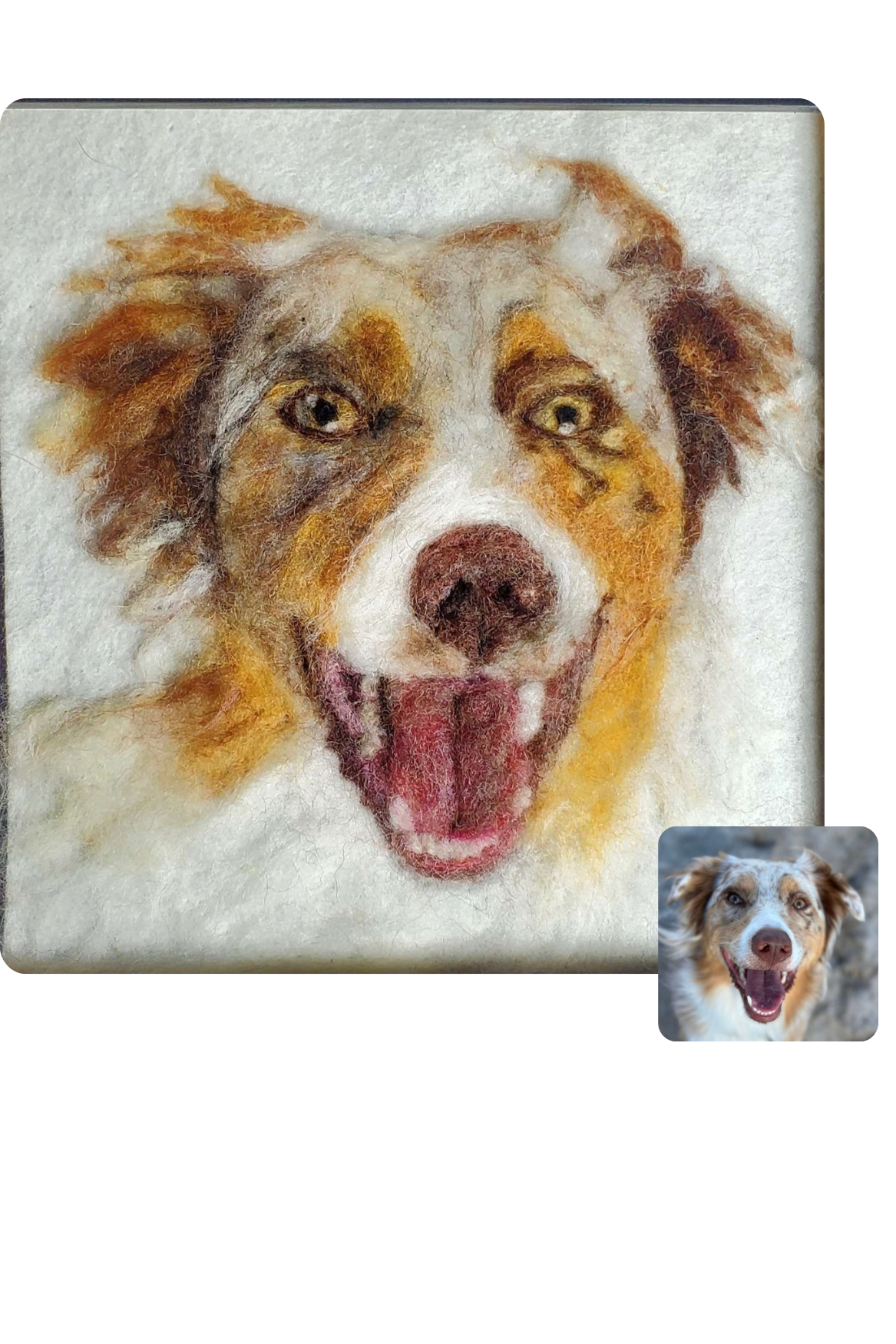 Needle felted dog portrait